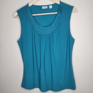 Cato Ruffle Sleeveless Teal Blouse Size L